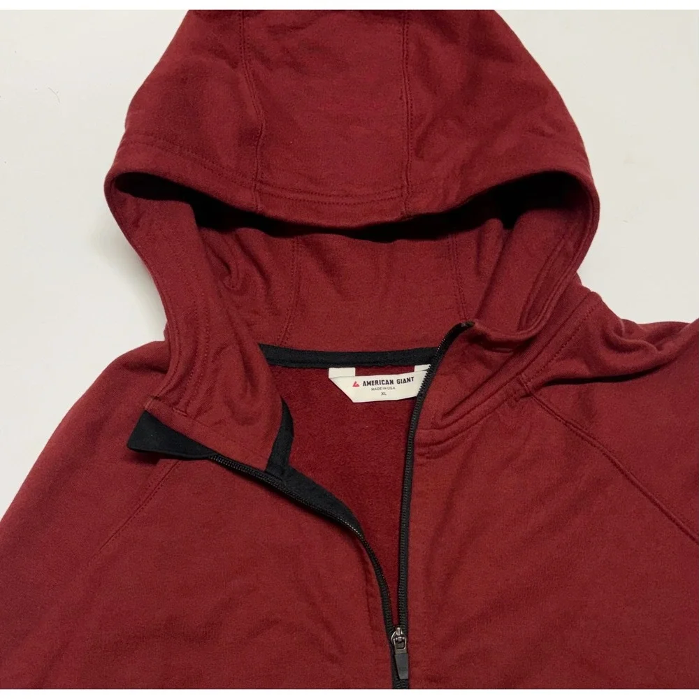 American Giant Burgundy DWR Cotton Full Zip Hoodie Sweatshirt XL Made in USA